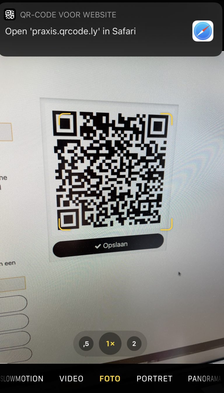 A phone scans a QR code and shows the personalized scan URL on screen