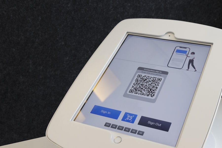 A QR code on a screen, ready to be scanned with a smartphone