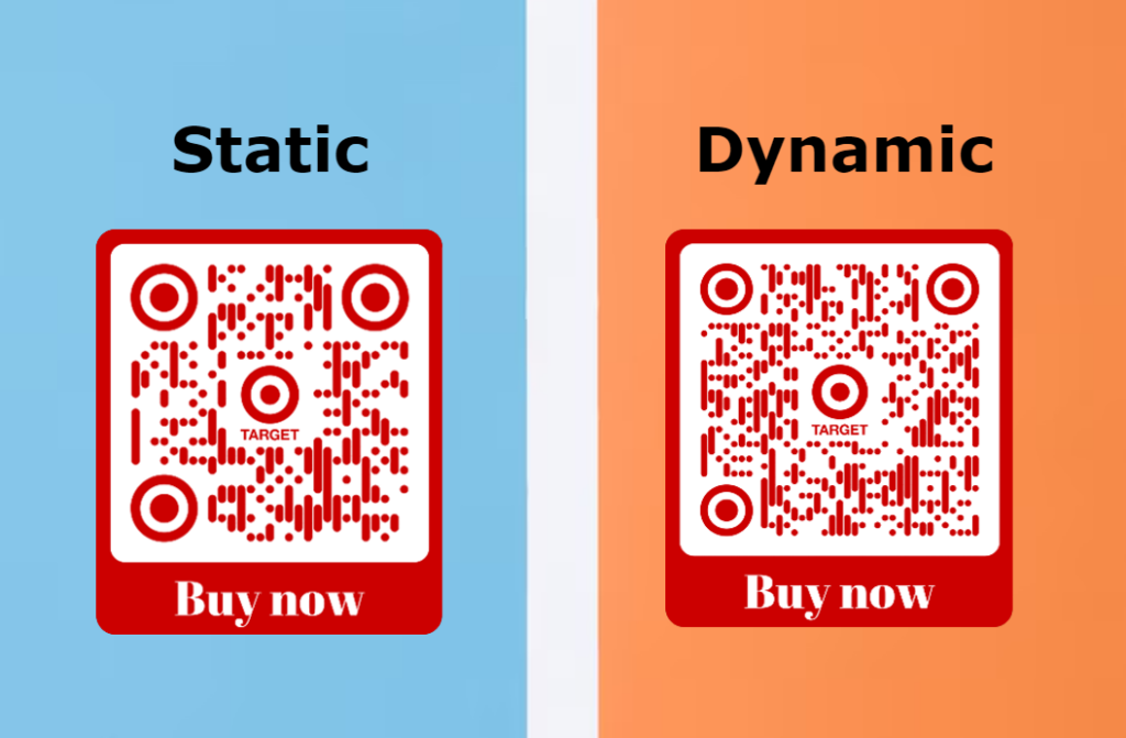 Static QR code on the left and a dynamic QR code on the right