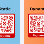 Static QR code on the left and a dynamic QR code on the right