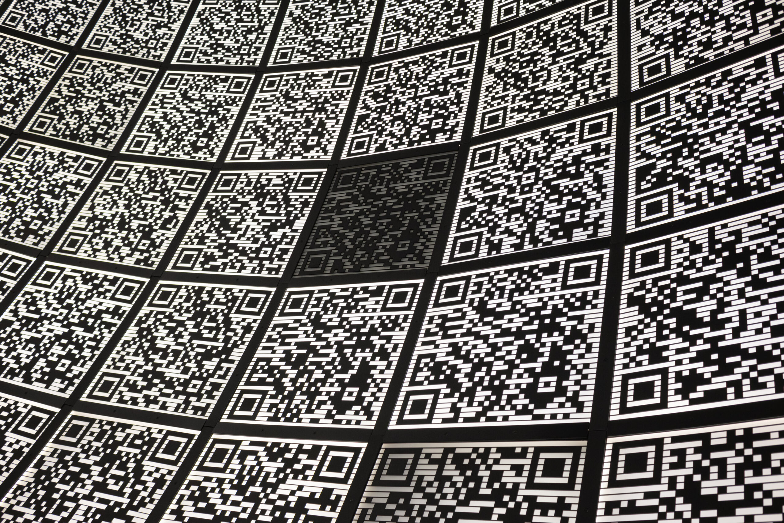 Illustrative image of QR codes on a black background