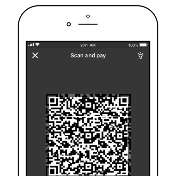 Image depicting a phone screen, where a QR code is being scanned.