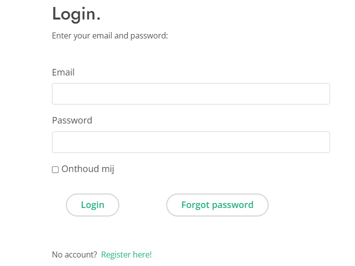 Screenshot of login page