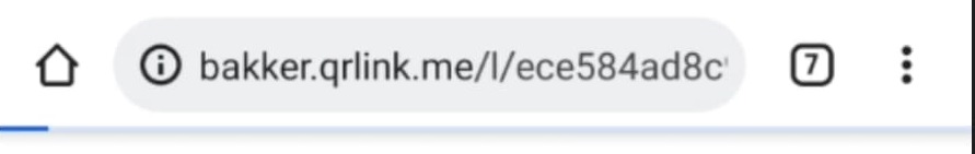 Screenshot of the bar in Google where the URL can be found. It features the link "bakker.qrlink.me/l/ece584ad8c